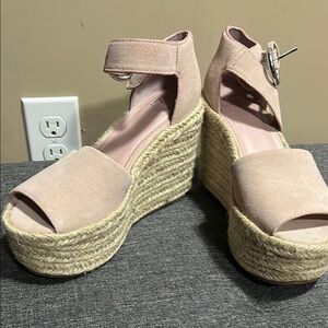 Marc Fisher Pink Espadrille Wedge Sandals